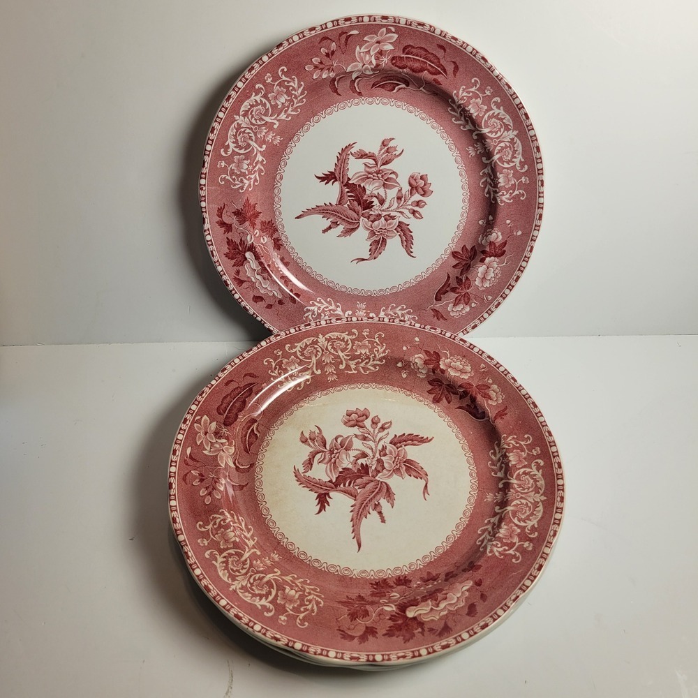 Spode's Camilla Copeland England 1940 Pink‎ Dinner Plates Set of 4 VTG Old Mark